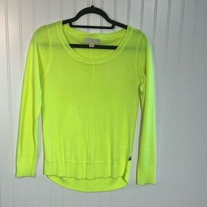 Nicki Minaj Fuzzy Soft Pullover Sweater Women Medium Safety Yellow Long Sleeve